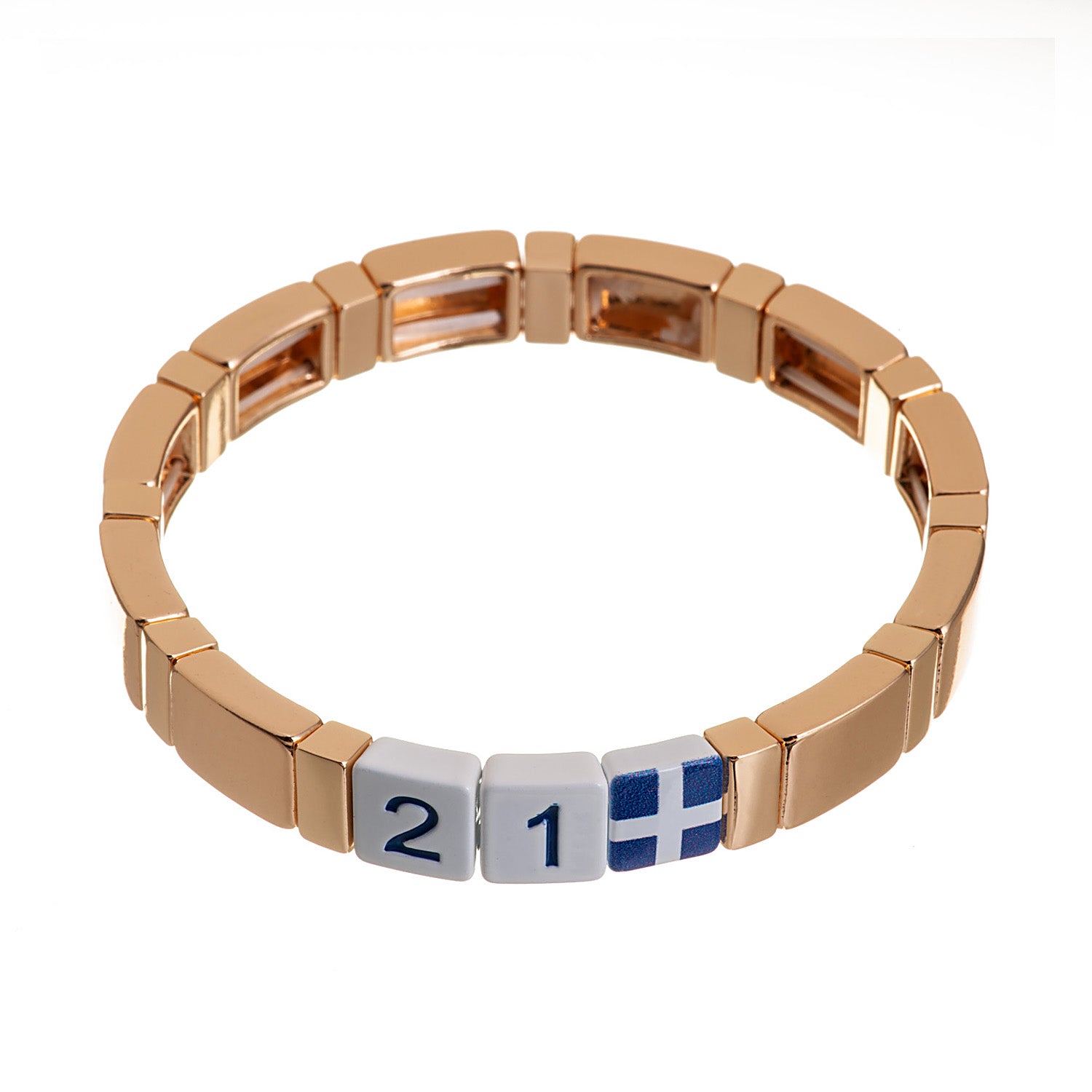 Golden 21 Greek Flag Bracelet