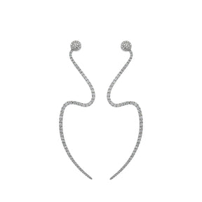 Curved diamond earring. White Gold earring