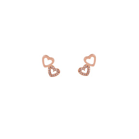 Diamond Heart earrings. Heart studs. Stud earrings. Rose Gold earrings. Σκουλαρίκι καρφοτό. Σκουλαρίκι καρδιές. 