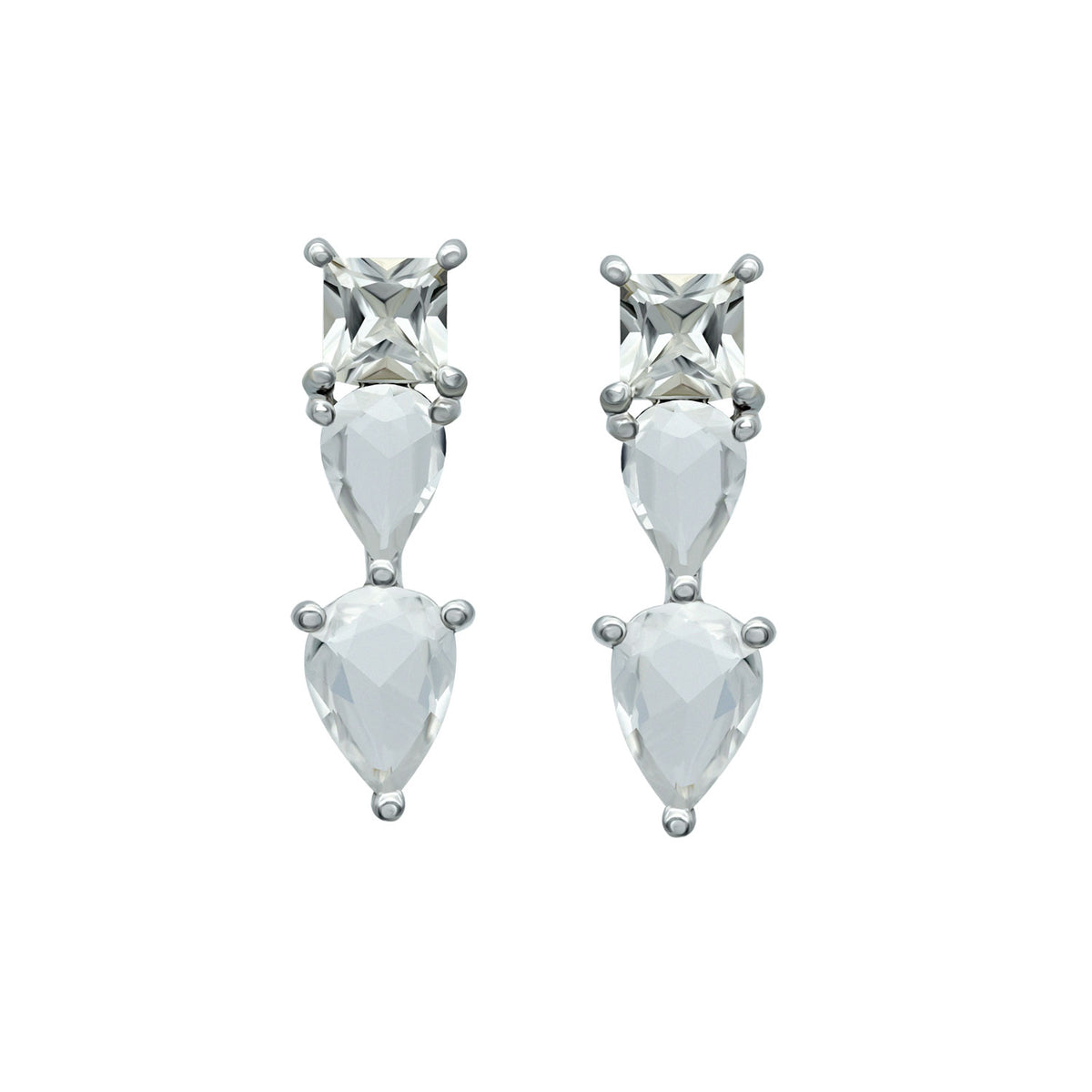 White Gold and White Sapphire Earring