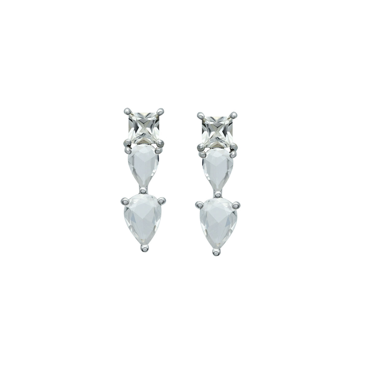 White Gold and White Sapphire Earring
