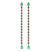 Diamond drop earring. Black diamond drop earring. Black diamond earring. Emerald earring. 