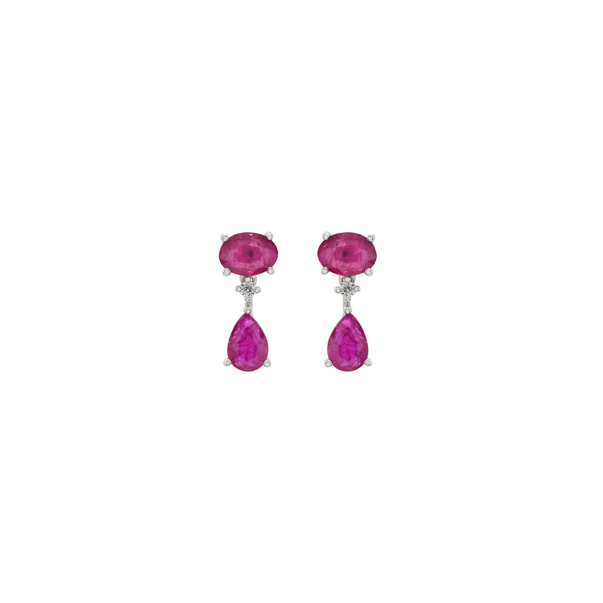 Gold and Diamond Earring. Ruby Earring. White gold earring. Σκουλαρίκια με ρουμπίνια. Σουλαρίκι με ρουμπίνι και διαμάντι.