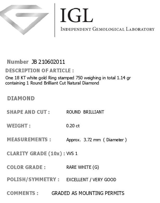 0.20CT, G, VVS1, Twist Setting Diamond Engagement Ring