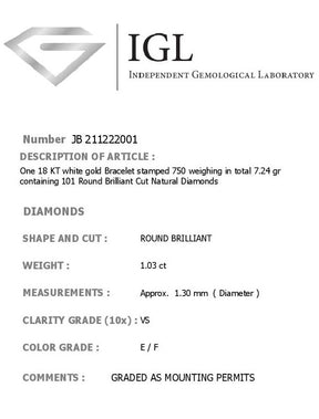 Diamond Tennis bracelet certificate