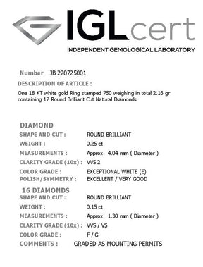 0.25CT, E, VVS2 Aria Setting Diamond Engagement Ring
