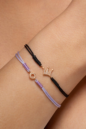 Diamond Crown bracelet. Macrame bracelet. Silk cord bracelet. Crown bracelet.
