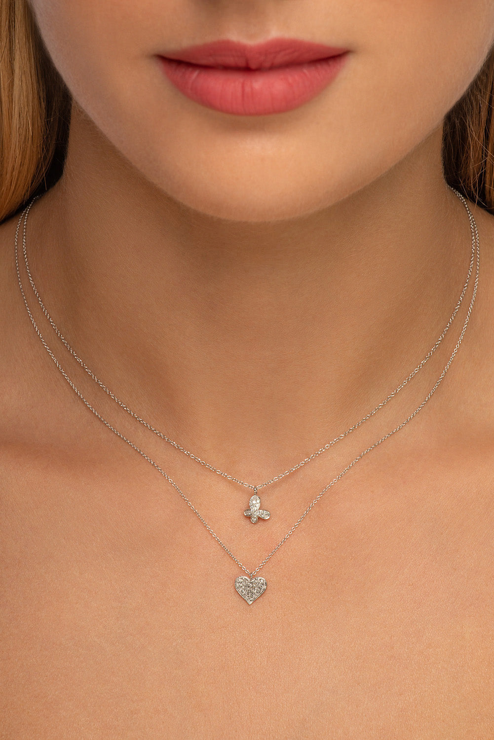 Flat Diamond Heart Necklace