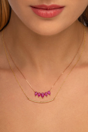 Gold and Diamond Bar Necklace