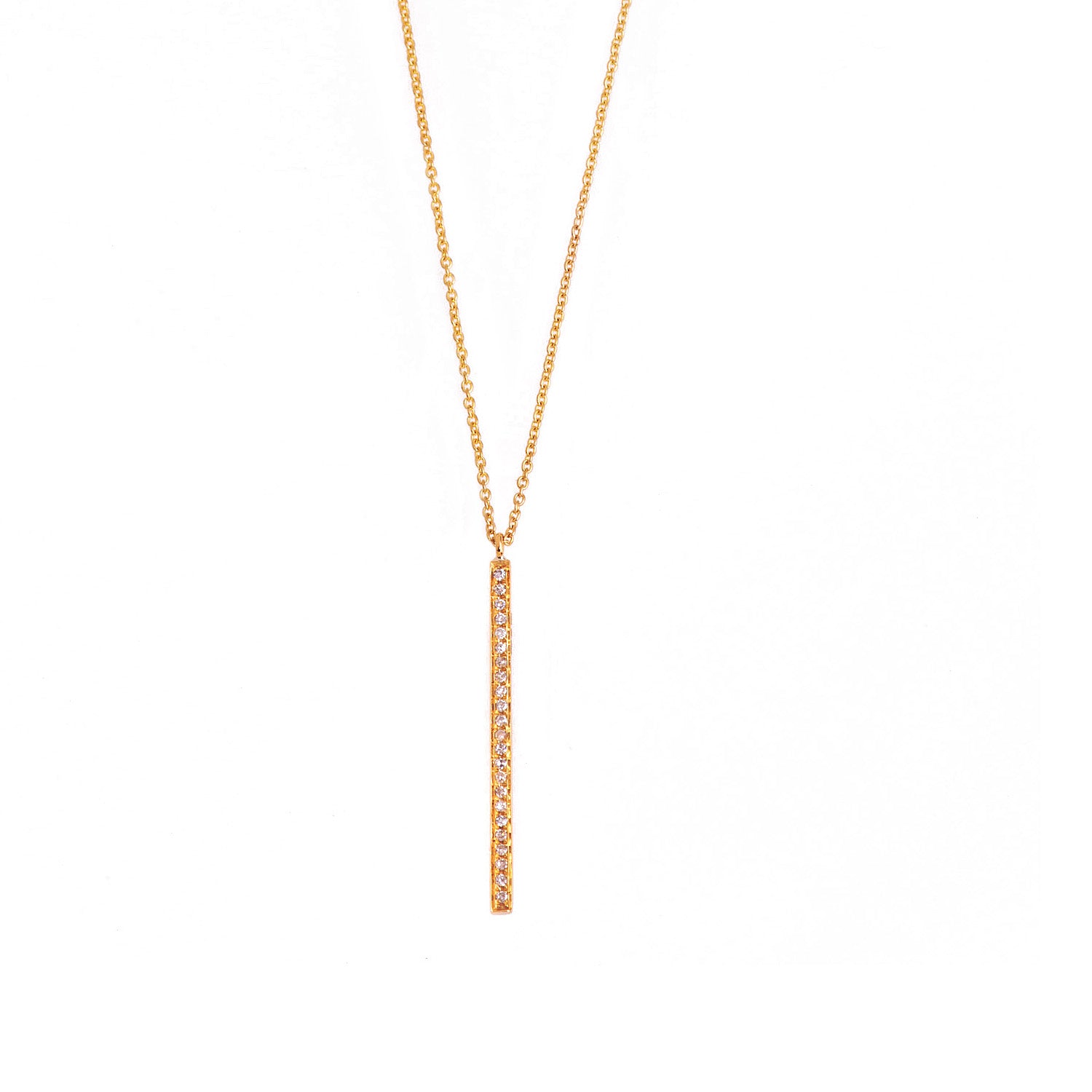 Gold and Diamond necklace. Diamond line necklace. Yellow gold necklace. Χρυσό κολιέ. Κολιέ με διαμάντια. Γραμμή με διαμάντια.