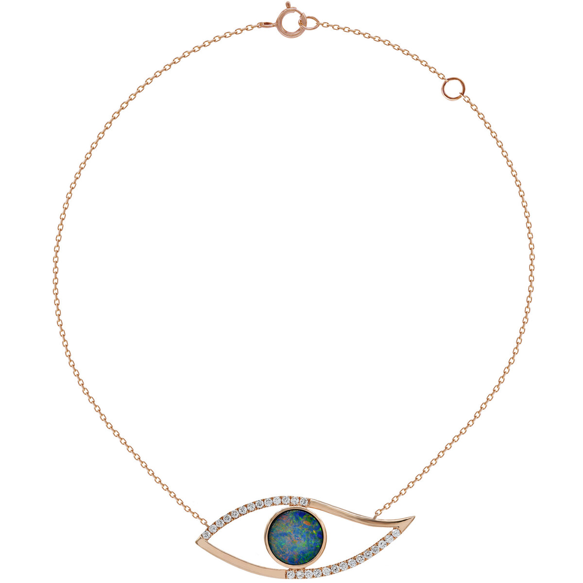 Evil eye necklace. Diamond evil eye necklace. Opal eye necklace. Rose gold evil eye necklace.