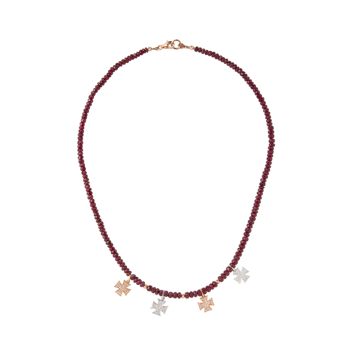 Diamond Cross and Ruby Necklace