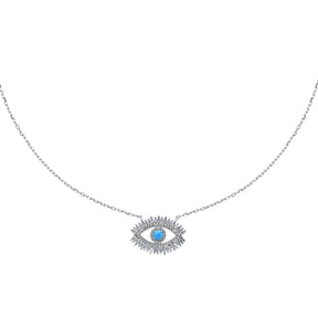 Baguette Diamond Eye Necklace