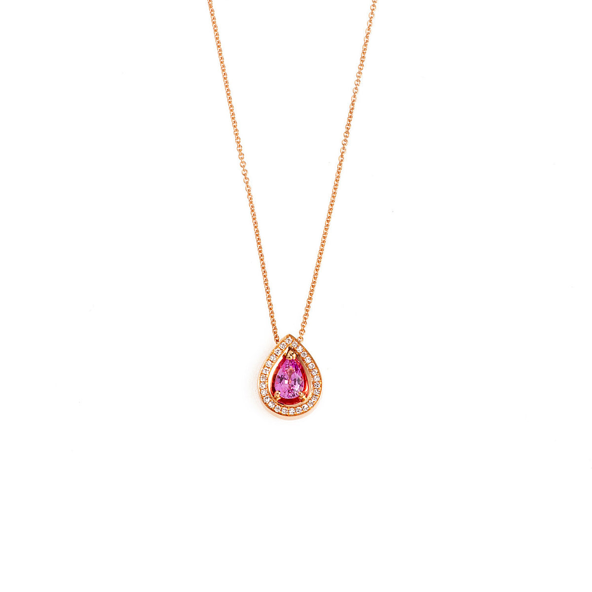 Pink sapphire and diamond necklace. Κολιέ με μπριγιάν και ζαφείρι.