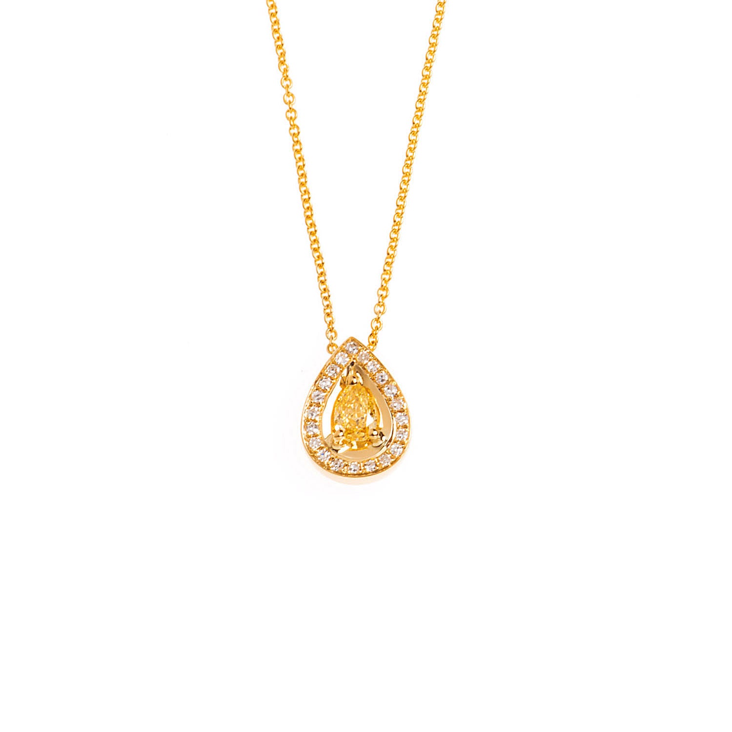 Yellow Diamond Drop Necklace