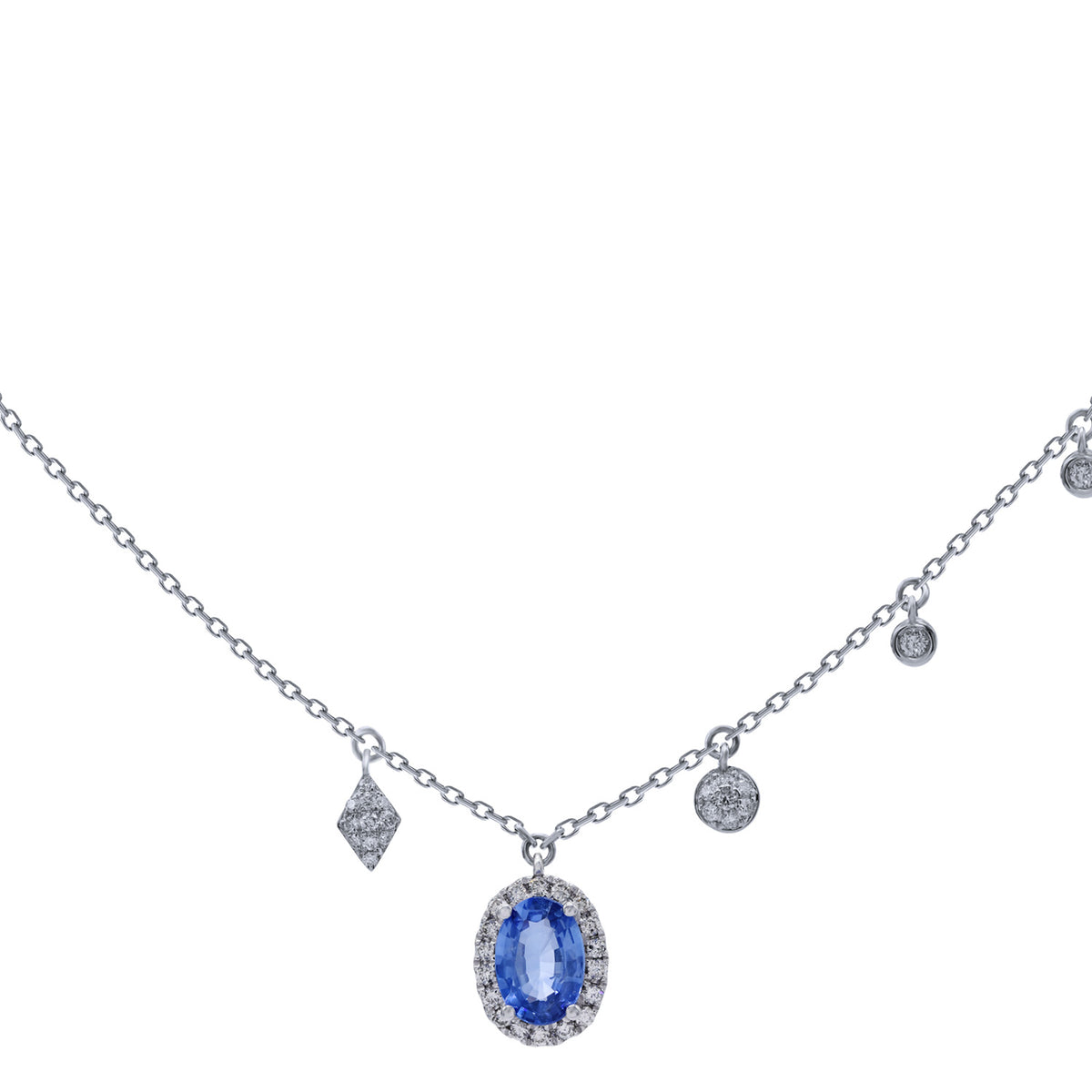 Sapphire Necklace. Sapphire and diamond necklace. Sapphire necklace for gift. Chain necklace. Anatol jewelry. Fine jewelry. Golden Hall. Kifissia. Athens. Χρυσό κολιέ. Κολιέ με διαμάντια. Χρυσά κοσμήματα. Κηφισιά. Κολιέ με μπριγιάν. Κολιέ με ζαφείρια. Κολιέ με μπριγιάν και ζαφείρια.
