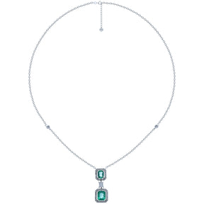 Emerald Necklace. Diamond and emerald necklace. Gift necklace. Gold necklace. Diamond necklace. Precious stone necklace. Rose gold necklace. Chain necklace. Easy to wear necklace. Anatol jewelry. Fine jewelry. Golden Hall. Kifissia. Athens.