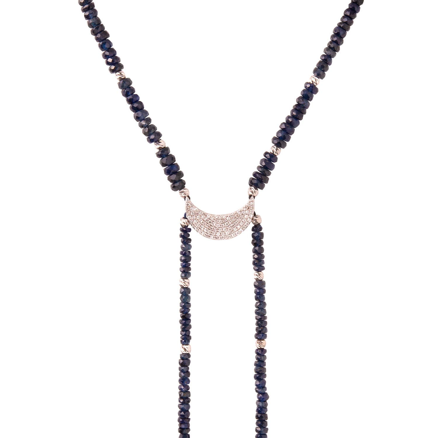 Symbol necklace. Diamond moon necklace. Gift necklace. Gold necklace. Diamond necklace. Precious stone necklace. Evil Eye necklace. Rose gold necklace. Chain necklace. Easy to wear necklace. Anatol jewelry. Fine jewelry. Golden Hall. Kifissia. Sapphire necklace. Sapphire beads.
