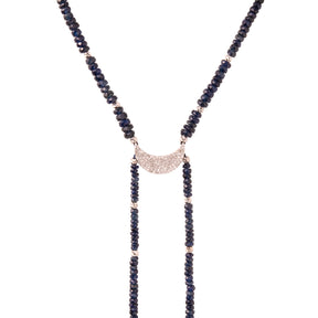 Symbol necklace. Diamond moon necklace. Gift necklace. Gold necklace. Diamond necklace. Precious stone necklace. Evil Eye necklace. Rose gold necklace. Chain necklace. Easy to wear necklace. Anatol jewelry. Fine jewelry. Golden Hall. Kifissia. Sapphire necklace. Sapphire beads.