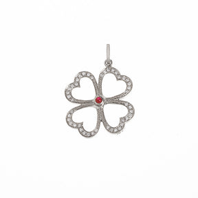 Ruby Center 4Leaf Clover Pendant
