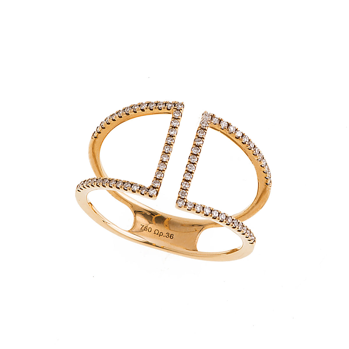 Gold and Diamond ring. Aisle ring. Δαχτυλίδι με μπριγιάν.
