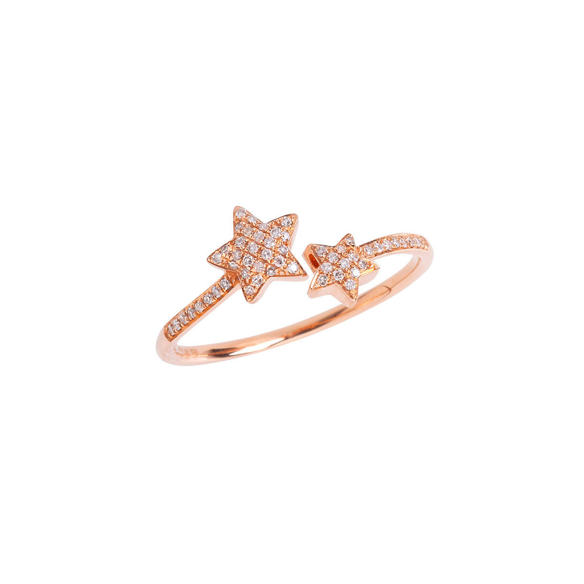 Diamond Star Ring. Rose gold ring. Double star ring. Δαχτυλίδι με αστέρια. Δαχτυλίδι με μπριγιάν.