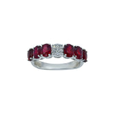 Ruby Band. Ruby and diamond ring. Oval rubies ring.
