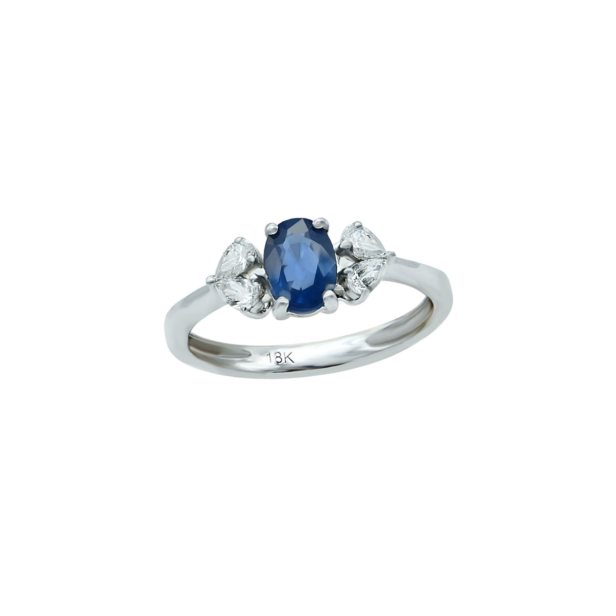 Sapphire ring. Diamond and sapphire ring. Oval sapphire ring. Promise ring.