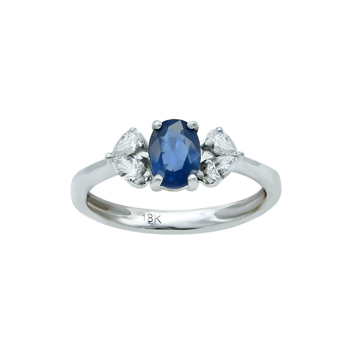 Sapphire ring. Diamond and sapphire ring. Oval sapphire ring. Promise ring.