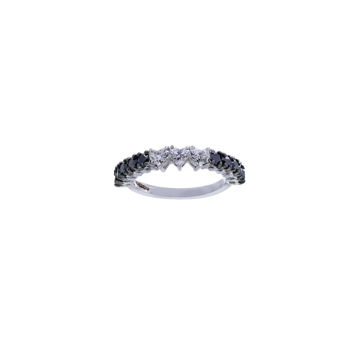 Diamond heart ring. Diamond hearts. Eternity ring. Black and white diamond ring.