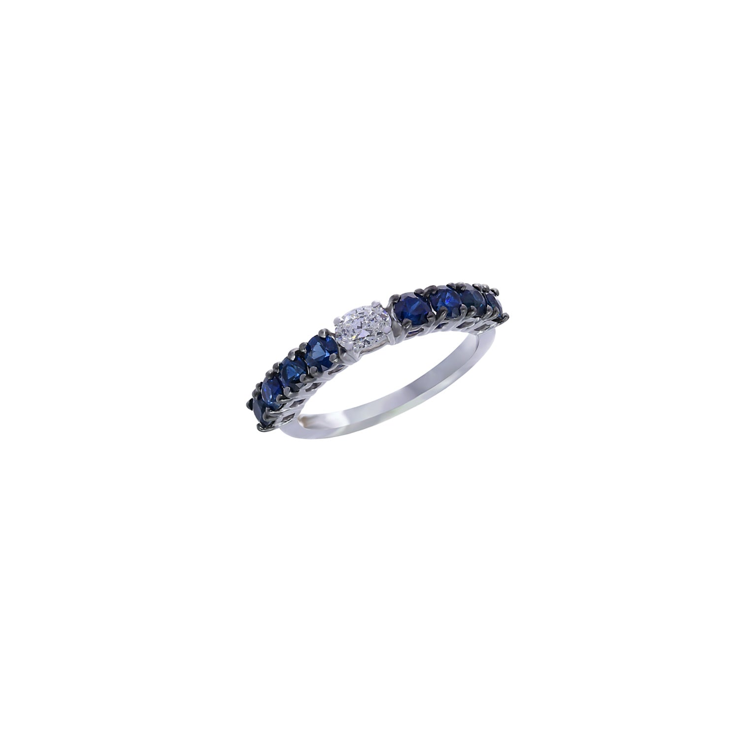 Oval diamond ring. Sapphire ring. Diamond and sapphire ring. Eternity ring. 