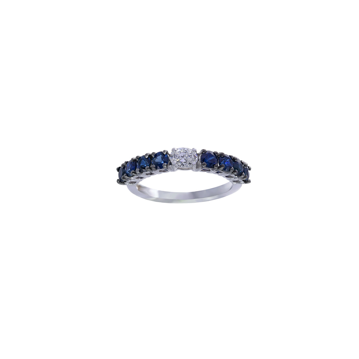 Oval diamond ring. Sapphire ring. Diamond and sapphire ring. Eternity ring. 